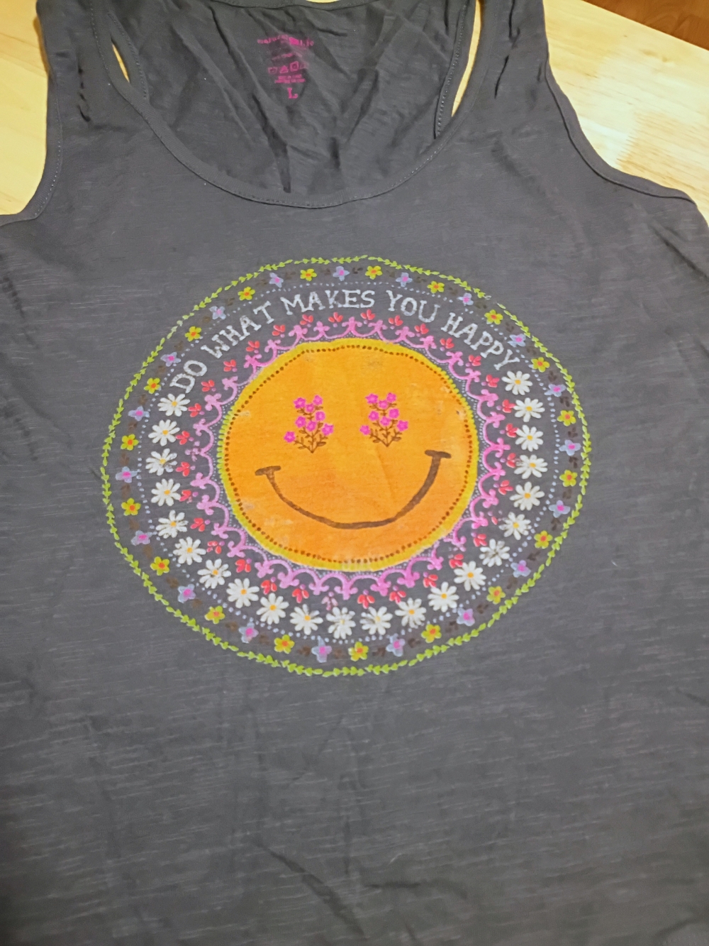 Natural Life Smile Flower Graphic Tank Top - Do What Makes You Happy